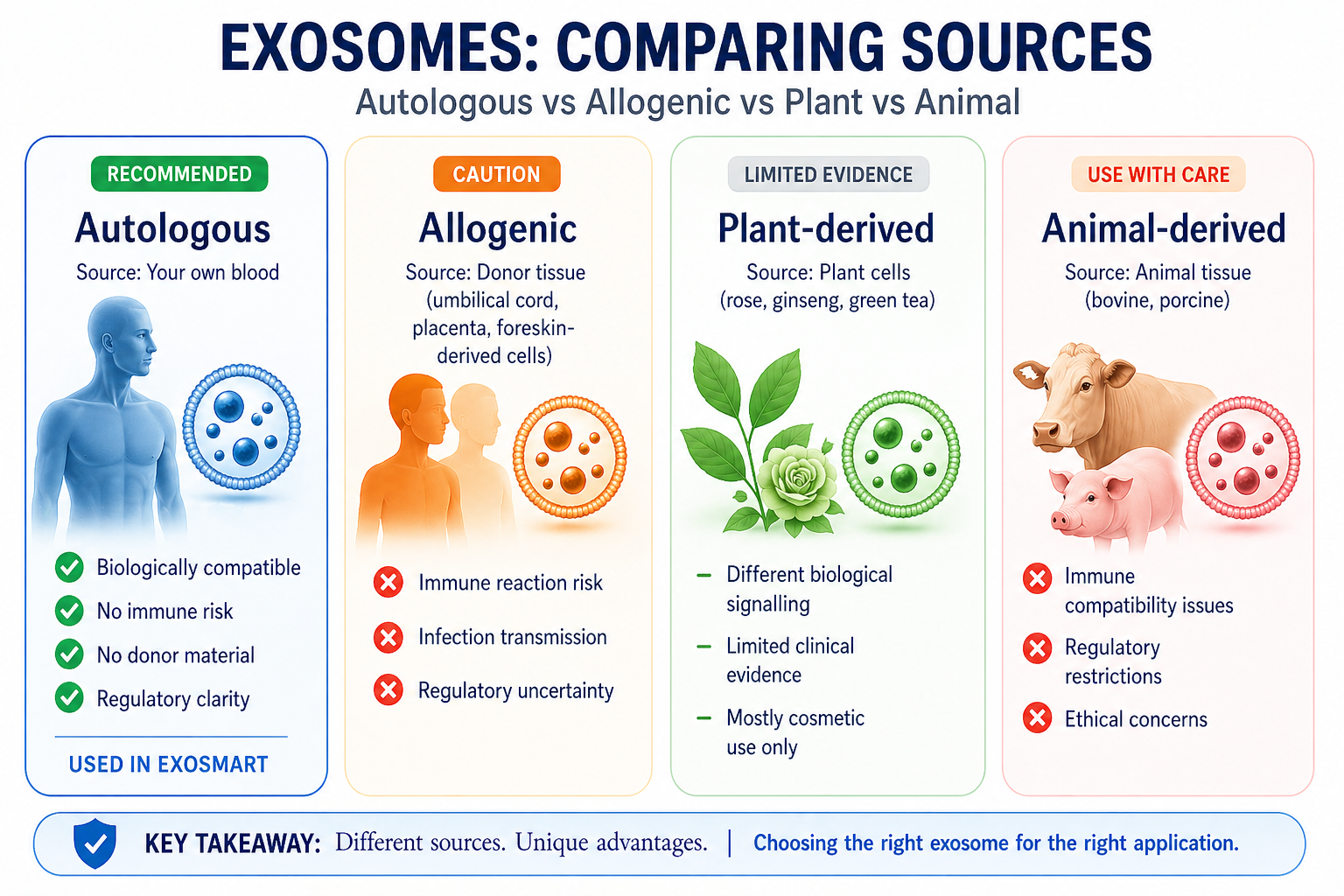 Autologous vs Allogenic vs Plant vs Animal Exosomes