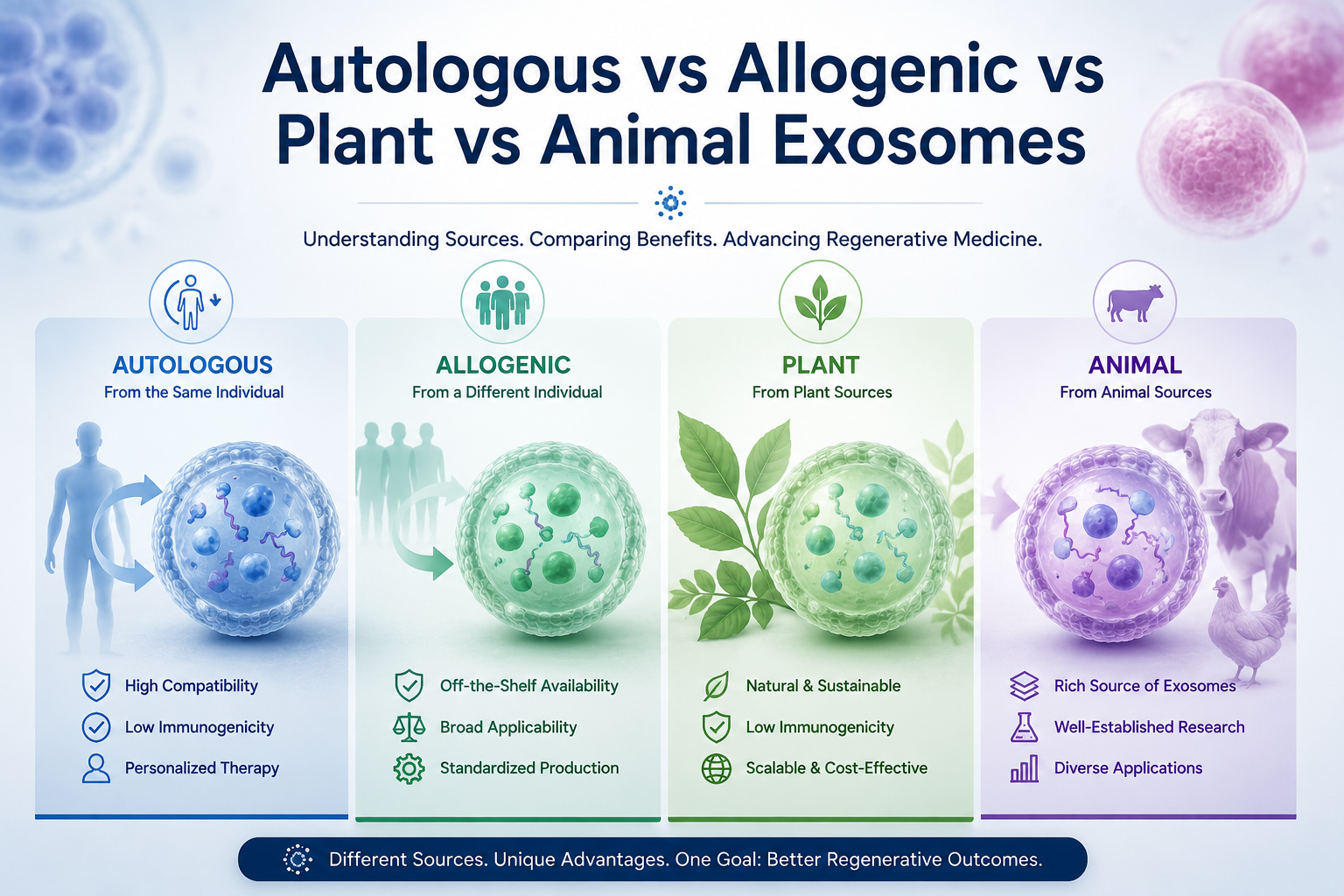 Autologous vs Allogenic vs Plant vs Animal Exosomes